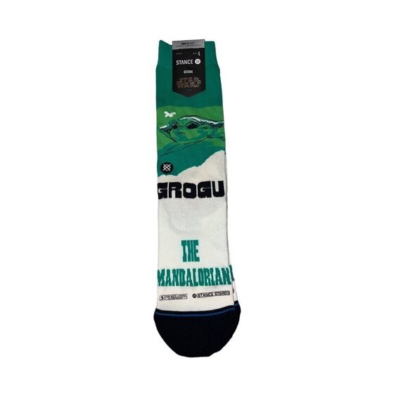 NWT STANCE Star Wars Mandalorian GROGU West Crew Socks Green Sz Large - Picture 1 of 5